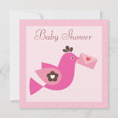 揺り木馬及びくまのピンクのベビーシャワー 招待状 (裏面)