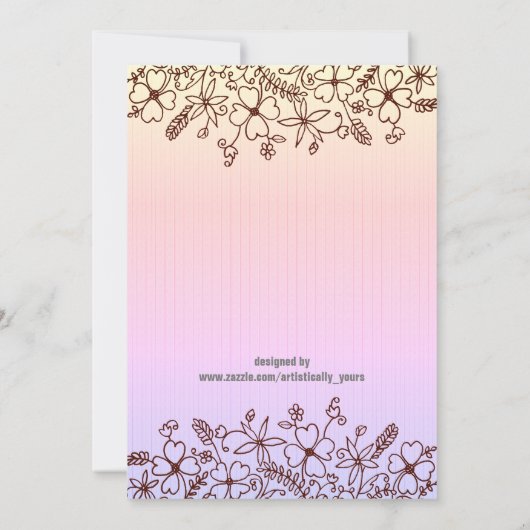 揺り素朴車の赤ちゃんシャワーのワイルドフラワーベビー 招待状 (裏面)