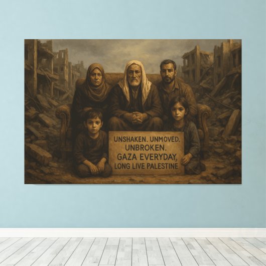 揺るがない。移動なし。壊れていない。 – 毎日ガザ キャンバスプリント (インサイチュ (ウッドフロア))