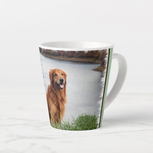 揺るぎない信感動的念 カフェラテマグ (右アングル)