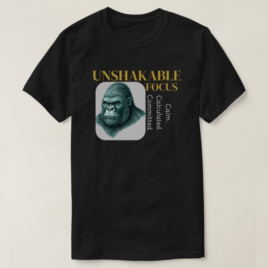 揺るぎない集中ゴリラ - エレガントな規律 Tシャツ (デザイン正面)