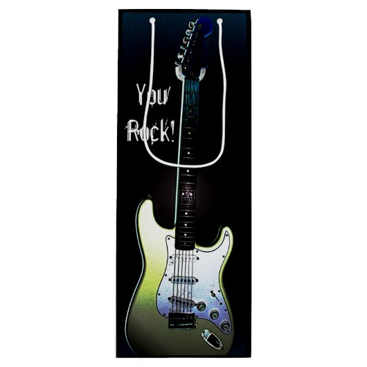 揺れます! 、エレキギターのワインのギフトバッグ ワインギフトバッグ (正面)