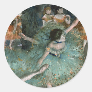 揺れるダンサー、緑のダンサー   Edgar Degas ラウンドシール