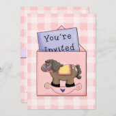 揺動馬ベビーガールシャワー招待状 招待状 (正面/裏面)