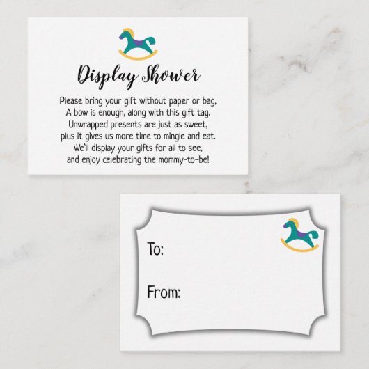 揺動馬付きベビシャワーギフトカードを表示する エンクロージャーカード (正面/裏面)