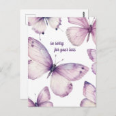 損失のために申し訳なく美しい紫色の蝶 ポストカード (正面/裏面)