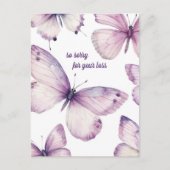 損失のために申し訳なく美しい紫色の蝶 ポストカード (正面)
