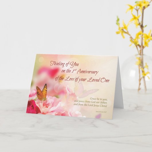 損失の最初記念日はの死を愛しました カード (黄色い花)