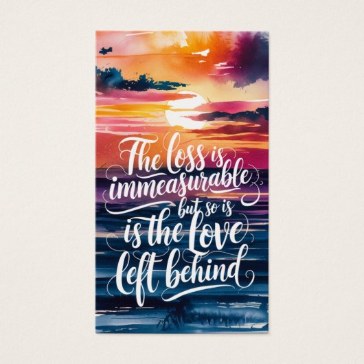 損失は計り知れない日没記念祈りの言葉カード (正面)