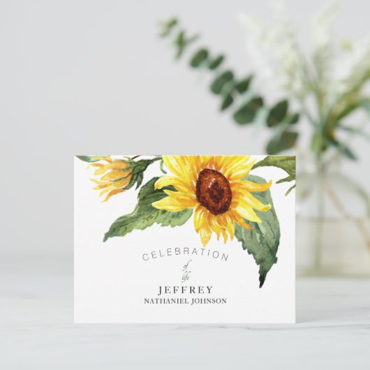 損失発生後の人生のひまわりお祝い ポストカード (スタンド正面)