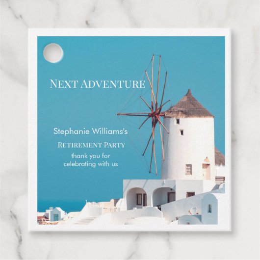 搬送先退職パーティーギリシャ語ホワイトブルー フェイバータグ (正面)