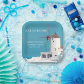 搬送先退職パーティーギリシャ語ホワイトブルー ペーパープレート (パーティー)