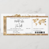 搭乗パスチケット先結婚式金ゴールドプラン 招待状 (正面/裏面)
