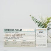 搭乗パスビーチウェーブウェディングの招待&RSVP 招待状 (スタンド正面)