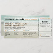 搭乗パスビーチウェーブウェディングの招待&RSVP 招待状 (正面/裏面)