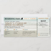 搭乗パスビーチウェーブウェディングの招待&RSVP 招待状 (正面)