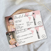 搭乗パスブライダルシャワー旅行ピンクフォト 招待状