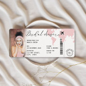 搭乗パスブライダルシャワー旅行ピンクフォト 招待状