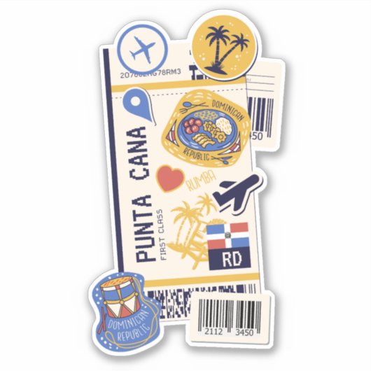 搭乗パスプンタカナドミニカ共和国 シール (正面)