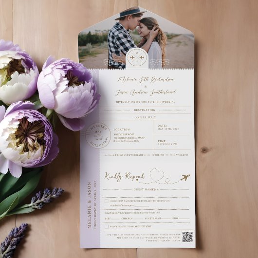 搭乗パスポートチケット旅行先テーマ オールインワン招待状