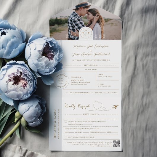 搭乗パスポートチケット旅行先テーマ オールインワン招待状