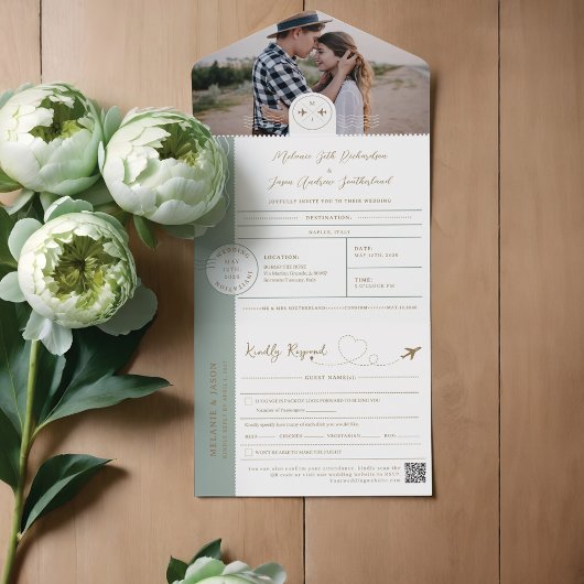 搭乗パスポートチケット旅行先テーマ オールインワン招待状