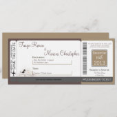 搭乗パスリネン結婚式招待状バードカップル 招待状 (正面/裏面)