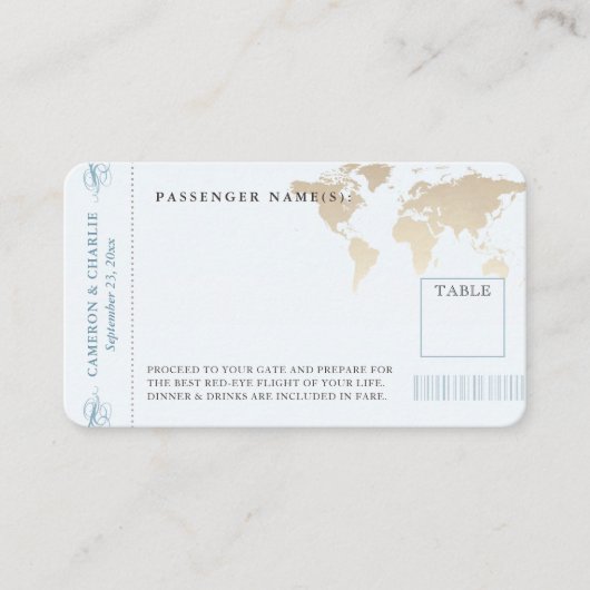 搭乗パスヴィンテージマップチケットプレイスエスコートカード プレイスカード (正面)