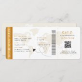 搭乗パス宛先ウェディングQRコード出欠 招待状 (正面/裏面)