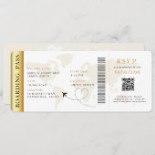 搭乗パス宛先ウェディングQRコード出欠 招待状 (正面/裏面)