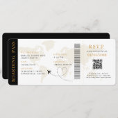 搭乗パス宛先ウェディングQRコード出欠 招待状 (正面/裏面)