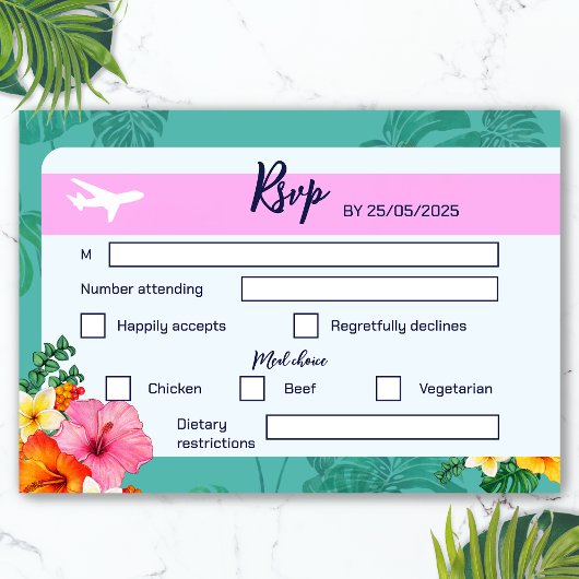 搭乗パス結婚式招待状先 出欠カード