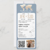 搭乗パス飛行機チケット先結婚式 招待状 (正面)