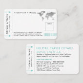 搭乗パス飛行機チケット座席表シルバーマップ プレイスカード (正面/裏面)