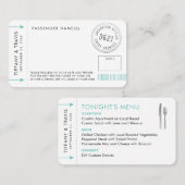 搭乗パス飛行機チケット座席表ミニメニュー プレイスカード (正面/裏面)