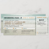 搭乗券のビーチは結婚式の招待及びRSVPを振ります 招待状 (正面/裏面)