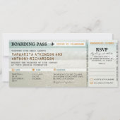 搭乗券のビーチは結婚式の招待及びRSVPを振ります 招待状 (正面)