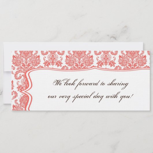 搭乗券のリネン結婚式招待状のダマスク織Cora 招待状 (裏面)