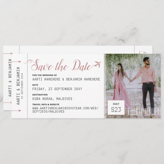 搭乗券の宛先の写真の保存日付 (正面/裏面)