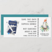 搭乗券の宛先ウェディング日付を保存 招待状 (正面/裏面)