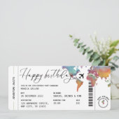搭乗券の旅行をテーマにした大人の誕生日パーティー 招待状 (スタンド正面)