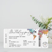 搭乗券の旅行をテーマにした誕生日パーティー 招待状 (スタンド正面)