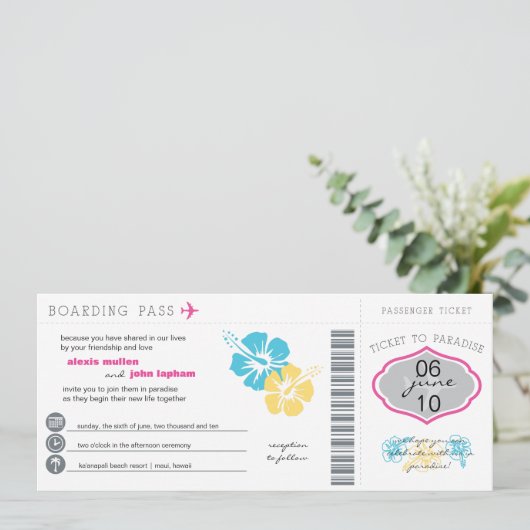 搭乗券の結婚式招待状 招待状 (スタンド正面)