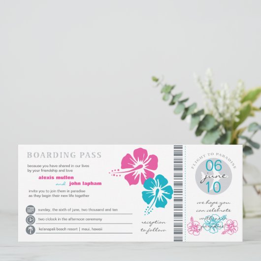 搭乗券の結婚式招待状 招待状 (スタンド正面)