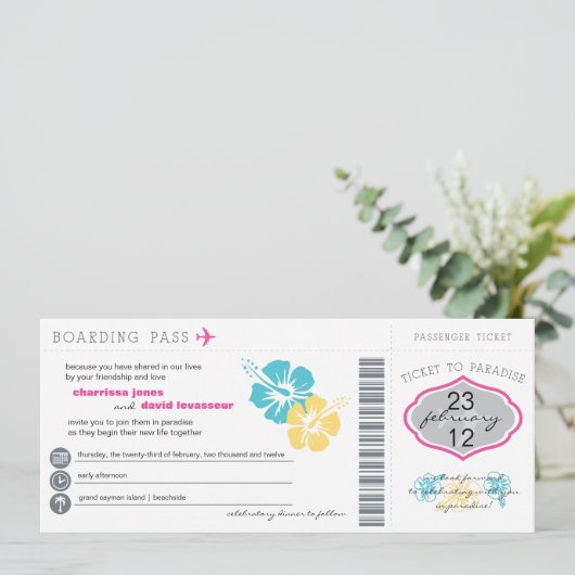 搭乗券の結婚式招待状 招待状 (スタンド正面)