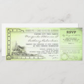 搭乗券の航海のな結婚式招待状のチケット 招待状 (正面/裏面)