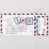 搭乗券の航海のな航空郵便のチケットの招待状 招待状 (正面/裏面)