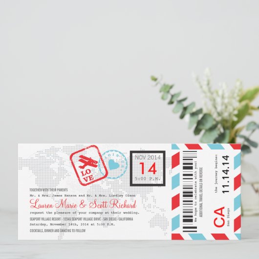 搭乗券の航空郵便のチケットの招待状 招待状 (スタンド正面)