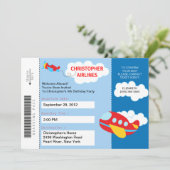 搭乗券の飛行機の誕生日のパーティの招待状 招待状 (スタンド正面)