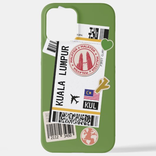 搭乗券クアラルンプールマレーシア iPhoneケース (裏面)